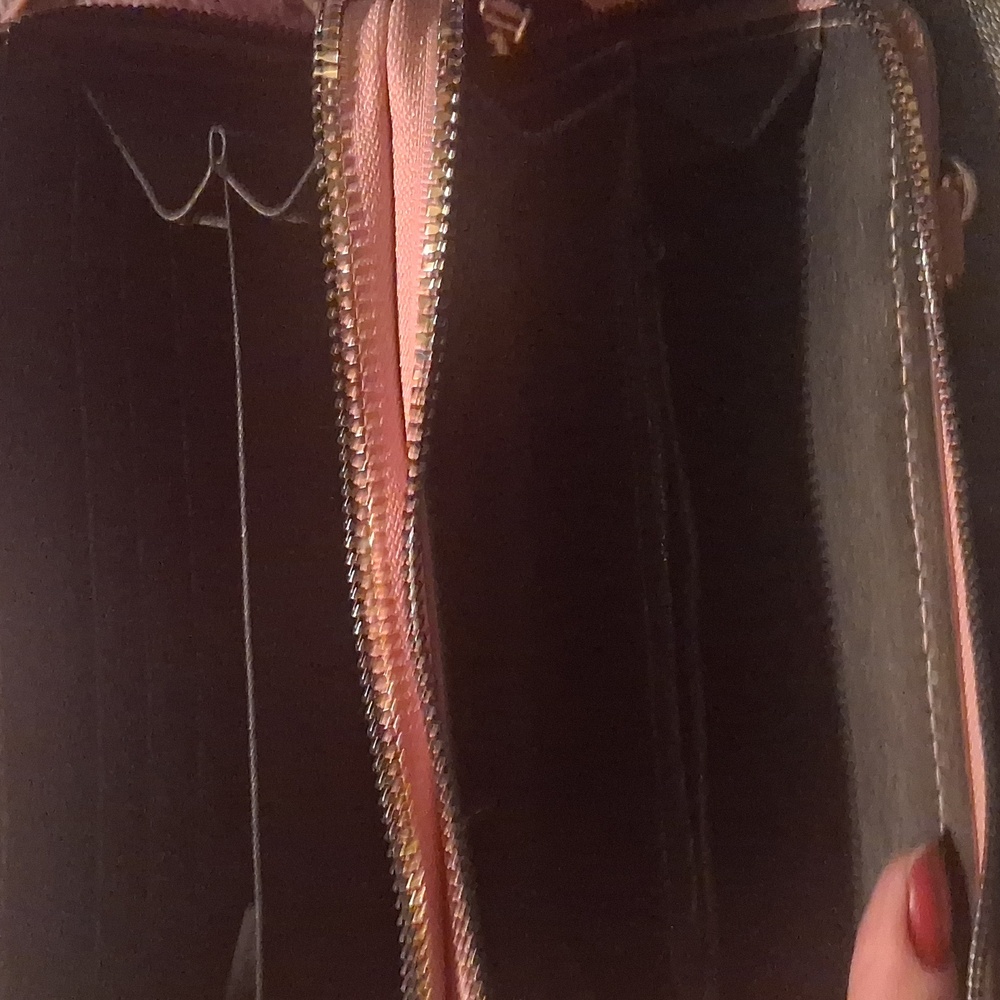 Quilted Pink Wallet with Gold Accents - Picture 2 of 2